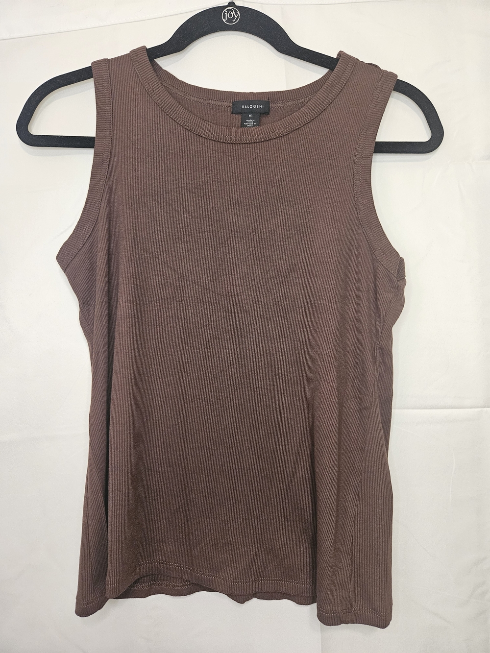 Halogen Brown Ribbed Crewneck Tank Boho Casual Cottagecore